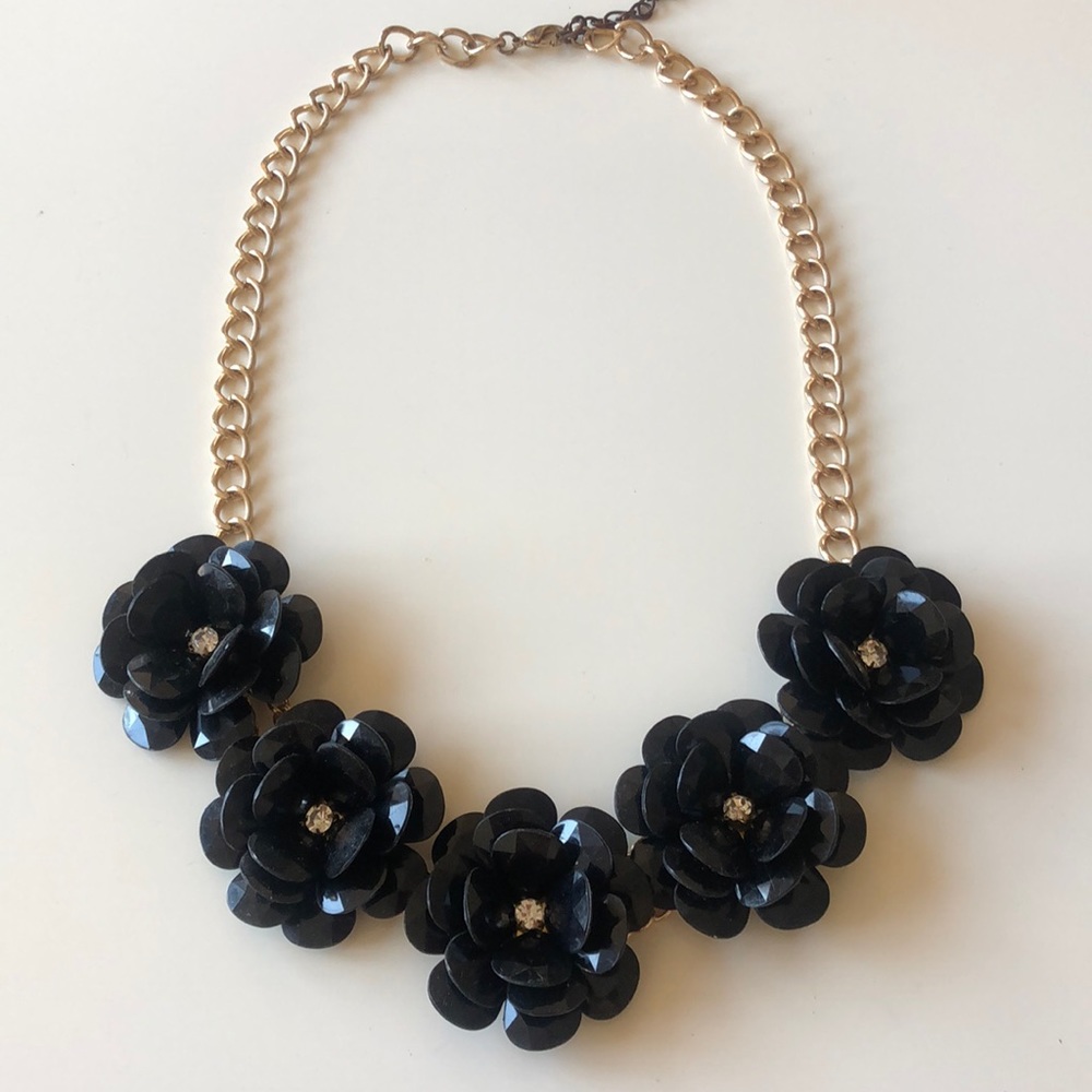Bauble bar - statement black flower necklace